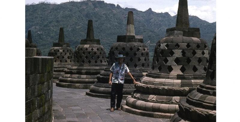 Joe Palmer at top of Borobudur - 1991